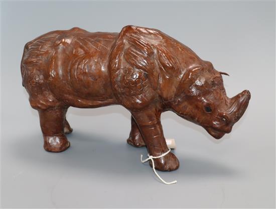 A leather model of a rhino length 30cm approx.
